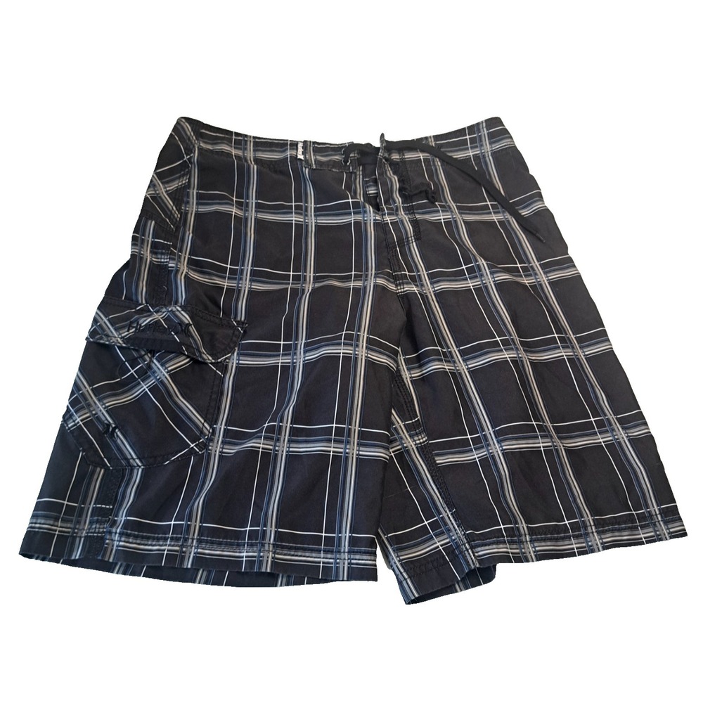 Hurley Phantom Board‎ Shorts Mens 31 Black Plaid Drawstring Swim Surf Trunks